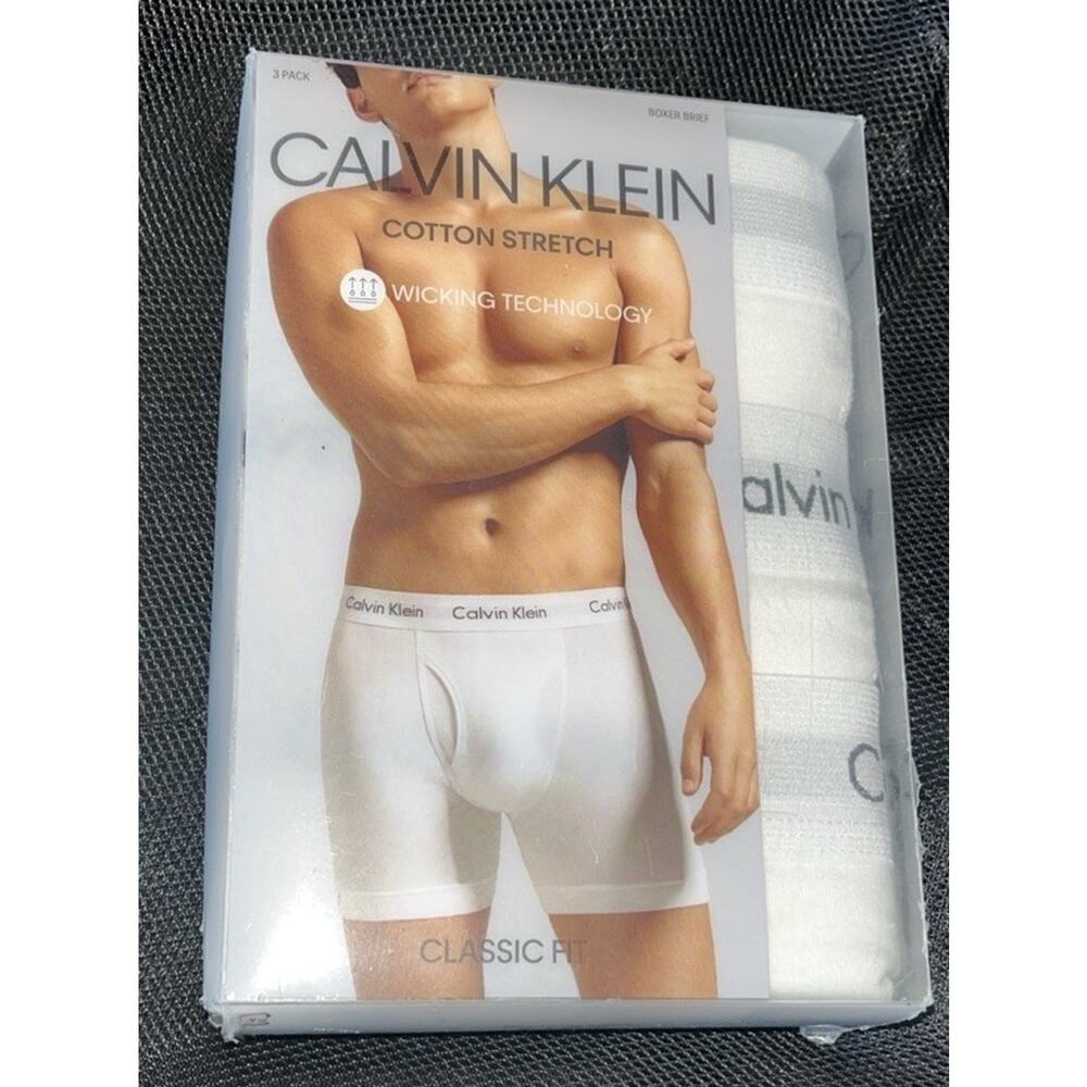 CALVIN KLEIN 3 PACK CLASSIC FIT COTTON STRETCH BOXER BRIEFS SIZE XL Wicking Tech